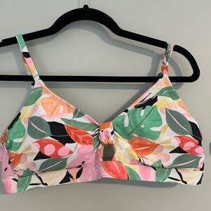 Colorful Leaf Print Bikini Top